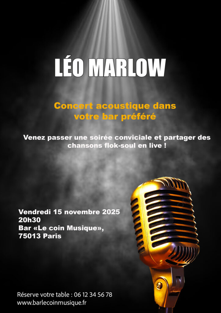 Affiche de concert Leo Marlow réalisé sur Adobe Photoshop
