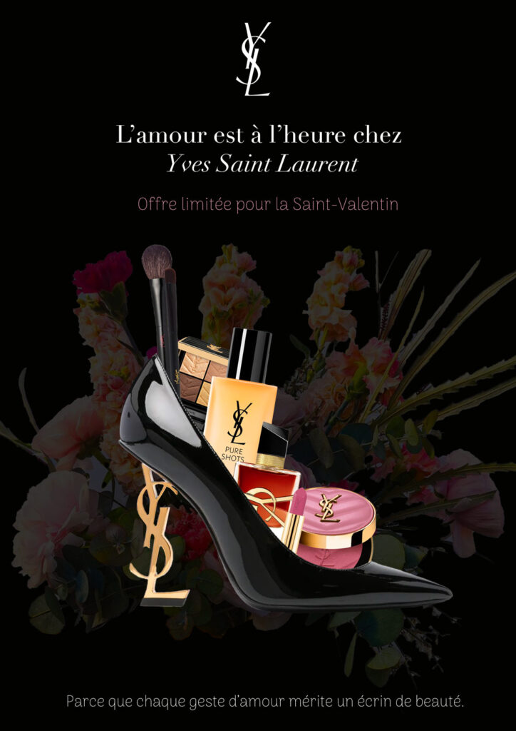 Affiche de Yves Saint Laurent pour la saint-valentin